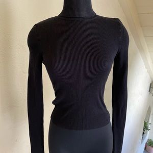 Zara Black Open Back Turtle Neck Top